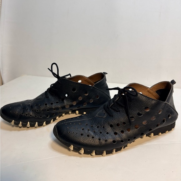 Litfoot Black Leather women’s Oxford lace up casual Shoes - Picture 2 of 7